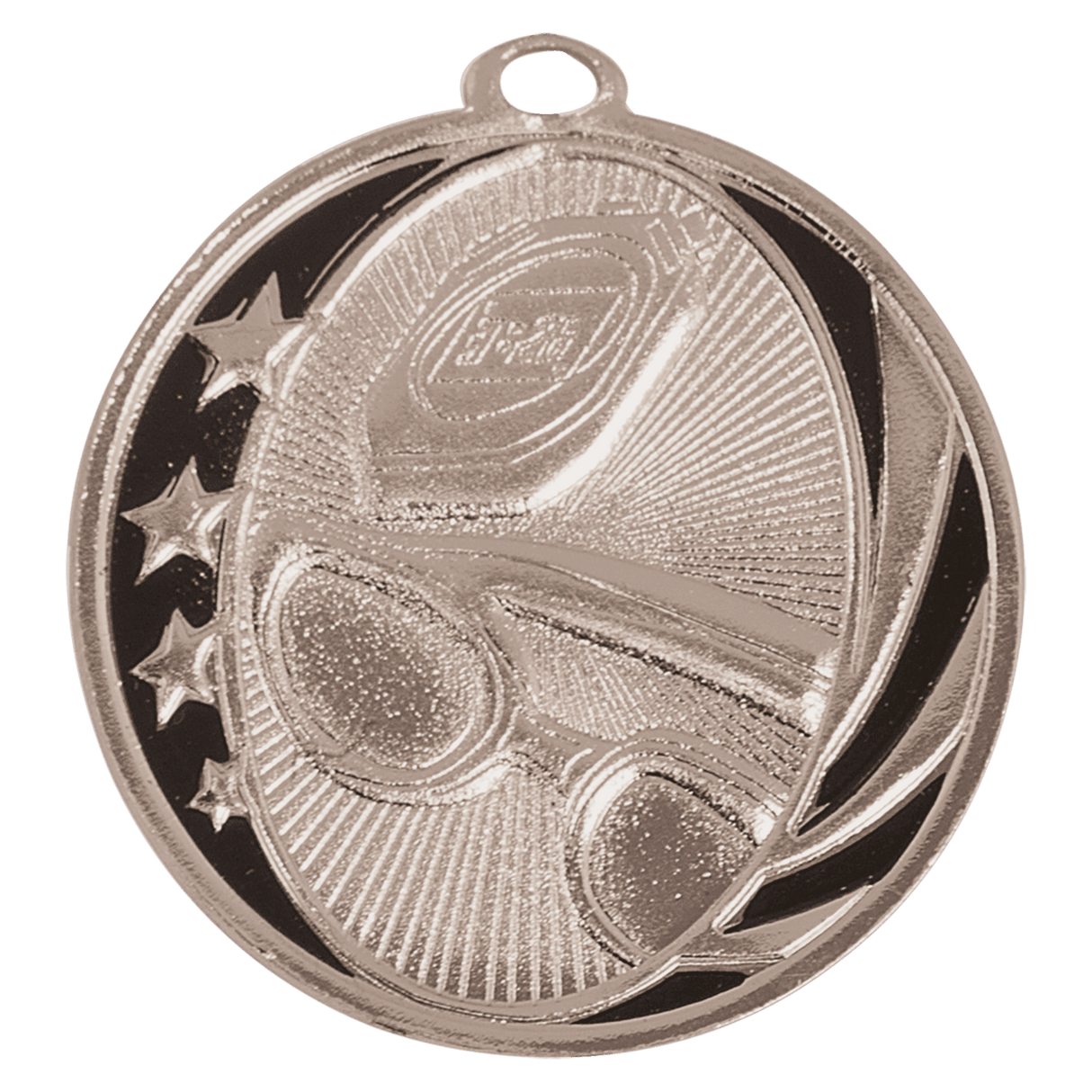 Bright Silver 2" Swimming Laserable MidNite Star Medal