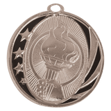 Bright Silver 2" Torch Laserable MidNite Star Medal