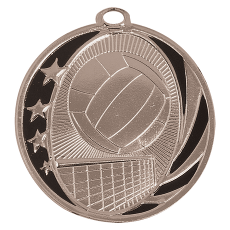 Bright Silver 2" Volleyball Laserable MidNite Star Medal