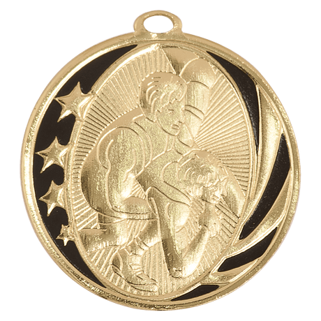 Bright Gold 2" Wrestling Laserable MidNite Star Medal