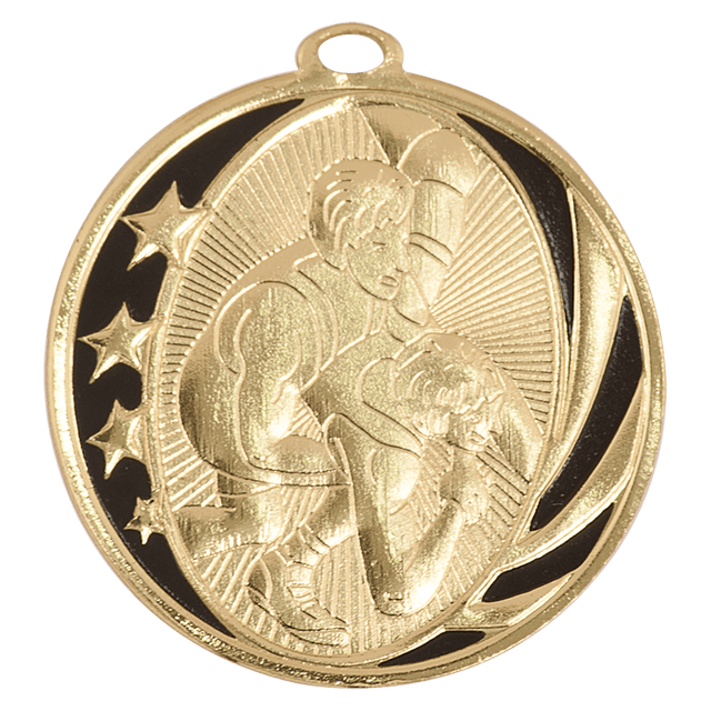 Bright Gold 2" Wrestling Laserable MidNite Star Medal