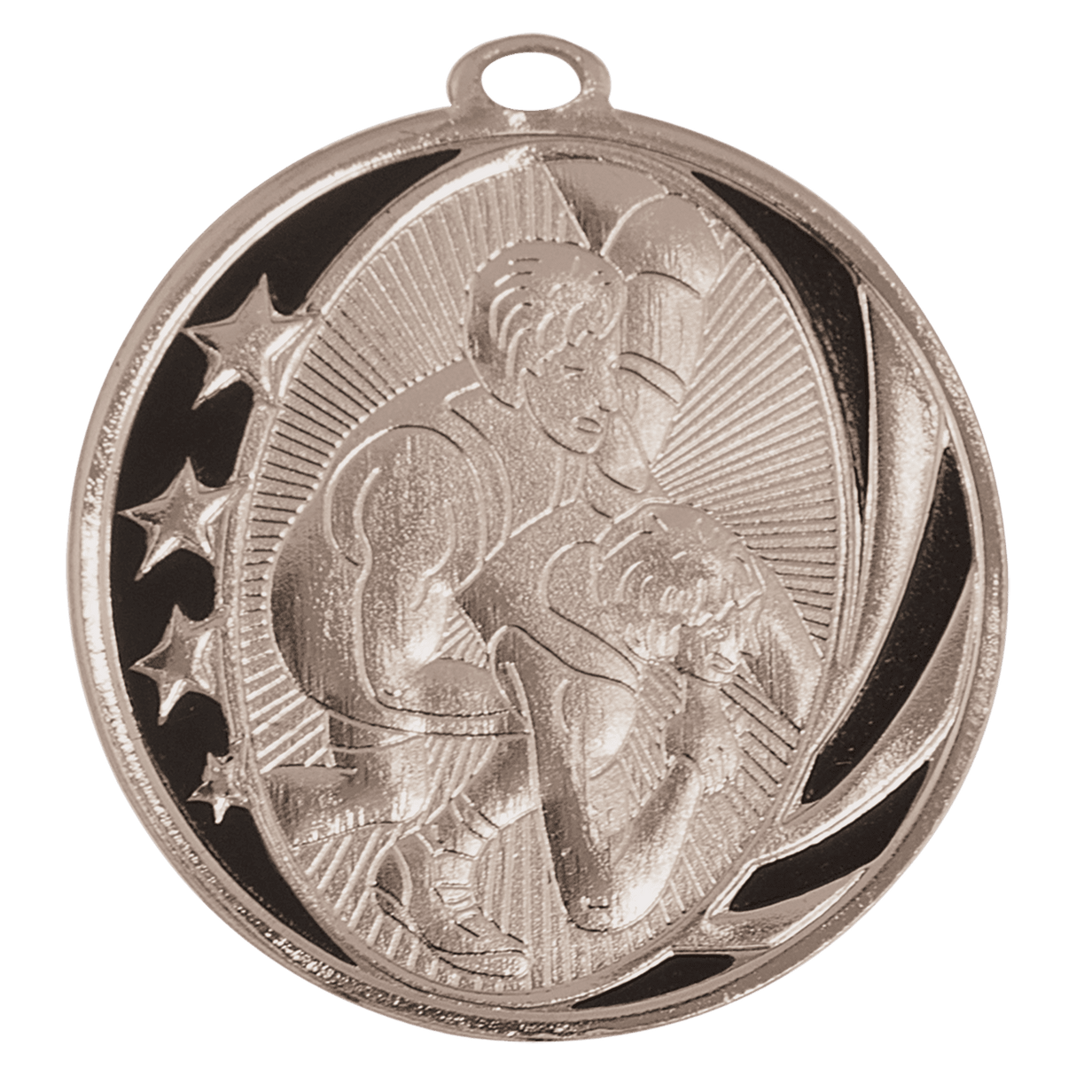 Bright Silver 2" Wrestling Laserable MidNite Star Medal