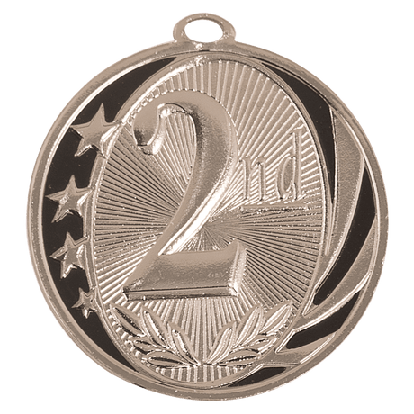 2" Bright Silver 2nd Place Laserable MidNite Star Medal