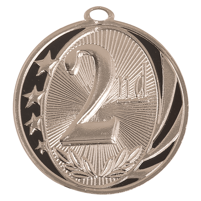 2" Bright Silver 2nd Place Laserable MidNite Star Medal