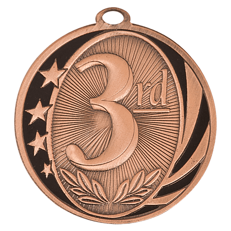 2" Bright Bronze 3rd Place Laserable MidNite Star Medal