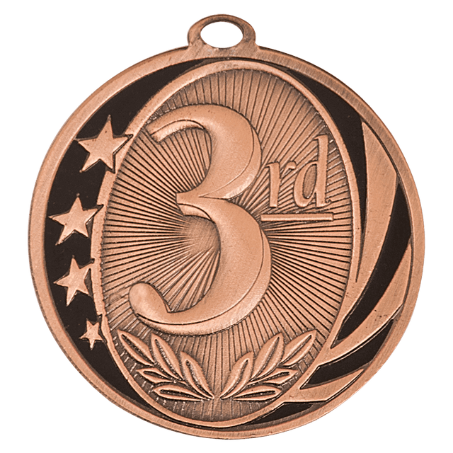 2" Bright Bronze 3rd Place Laserable MidNite Star Medal