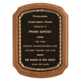 Walnut Plaque with Gold Border Laserable Black Brass 7" x 8" Coventry Series American Plate