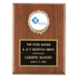 6" x 8" American Walnut Plaque with Gold Border Black Laserable Brass Plate and 2" Insert Holder- Witney Series (2" Inserts Sold Seperately)