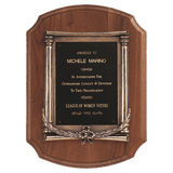 Walnut Notch Corner Plaque w/Antique Bronze Frame/Black Brass 11" x 15" American Plate