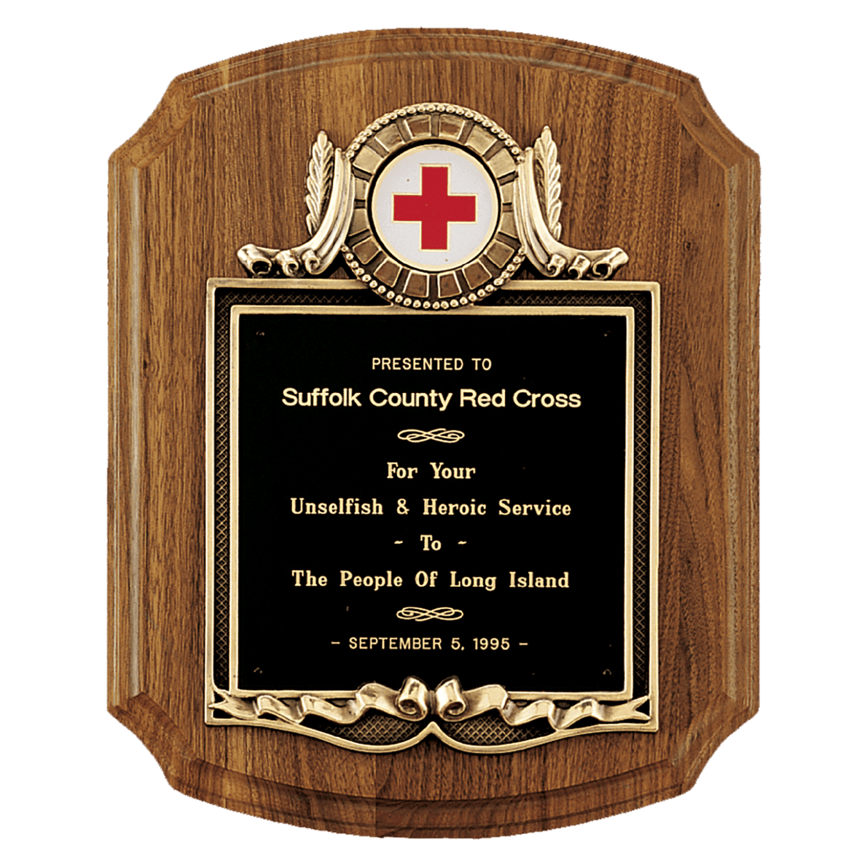 American Walnut Plaque with Gold Border Decorative Frame with 2" Insert Holder, Laserable Black Brass Plate - Witney Series (Inserts Sold Separately)