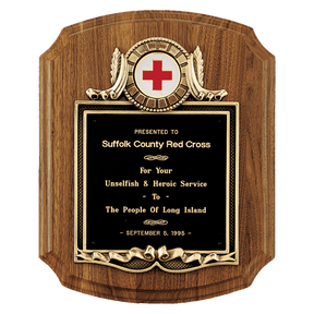 American Walnut Plaque with Gold Border Decorative Frame with 2" Insert Holder, Laserable Black Brass Plate - Witney Series (Inserts Sold Separately)