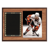 Oak Finish Photo Plaque with Black Brass 2 9" x 12" American Plates-Photo Size 5" x 7"