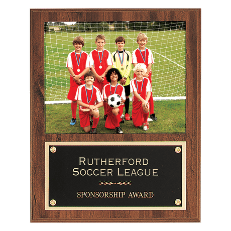 12" x 15" American Walnut Finish Photo Plaque with Black Brass Plate-Holds 8" x 10" Photo