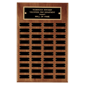 13" x 20"/Plates 7/8" x 2 1/2" American Walnut 40 Plate Perpetual Plaque with Black Brass Plates