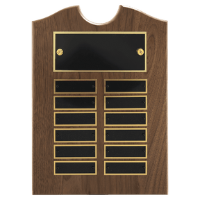 9" x 12" American Walnut Roster Plaque w/ 12 Plates