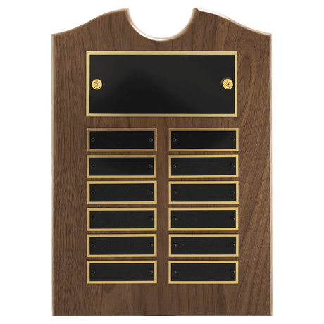 9" x 12" American Walnut Roster Plaque w/ 12 Plates