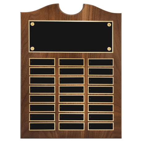 11" x 15" American Walnut Roster Plaque w/ 24 Plates
