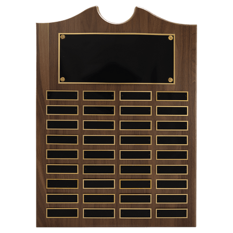 14" x 20" American Walnut Roster Plaque w/ 36 Plates