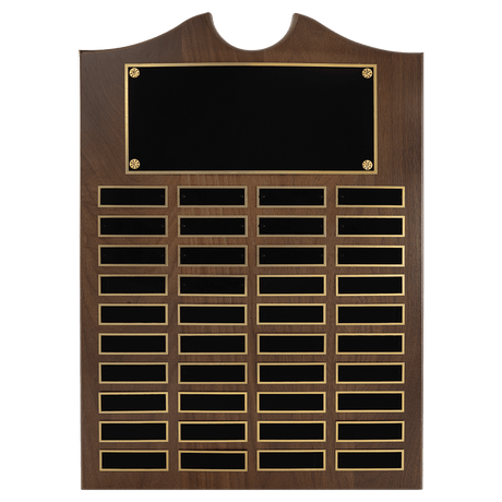 14" x 20" American Walnut Roster Plaque w/ 40 Plates