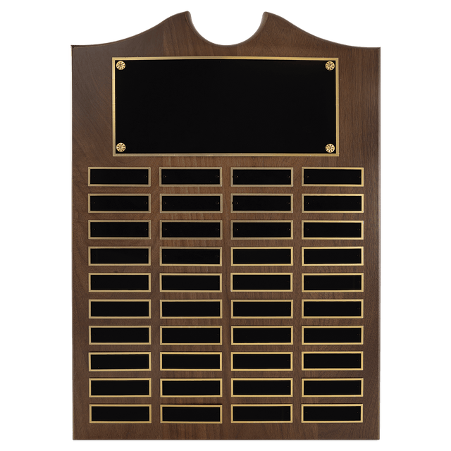 14" x 20" American Walnut Roster Plaque w/ 40 Plates