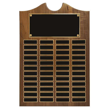 14" x 20" American Walnut Roster Plaque w/ 48 Plates