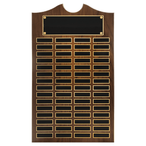 14" x 25" American Walnut Roster Plaque w/ 60 Plates