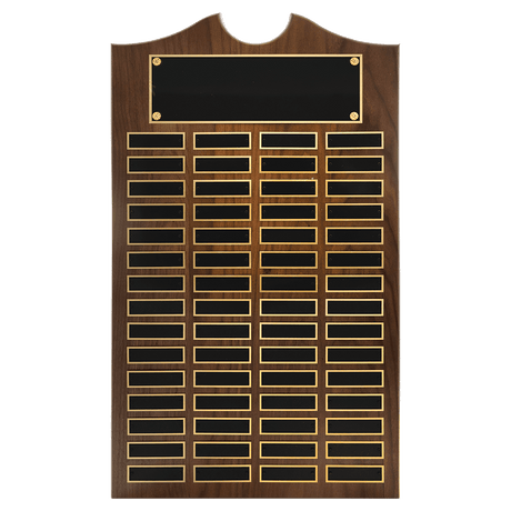 14" x 25" American Walnut Roster Plaque w/ 60 Plates