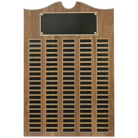 20" x 30" American Walnut Roster Plaque w/ 100 Plates