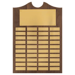 14" x 20"/Plates 7/8" x 2 3/4" American Walnut 40 Plate Perpetual Plaque with Brushed Brass Plates