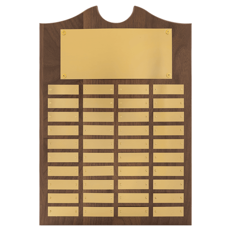 14" x 20"/Plates 7/8" x 2 3/4" American Walnut 40 Plate Perpetual Plaque with Brushed Brass Plates