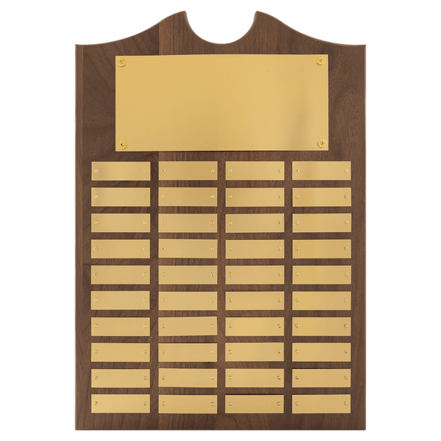 14" x 20"/Plates 7/8" x 2 3/4" American Walnut 40 Plate Perpetual Plaque with Brushed Brass Plates