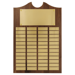 14" x 20"/Plates 7/8" x 2 3/4" American Walnut 48 Plate Perpetual Plaque with Brushed Brass Plates