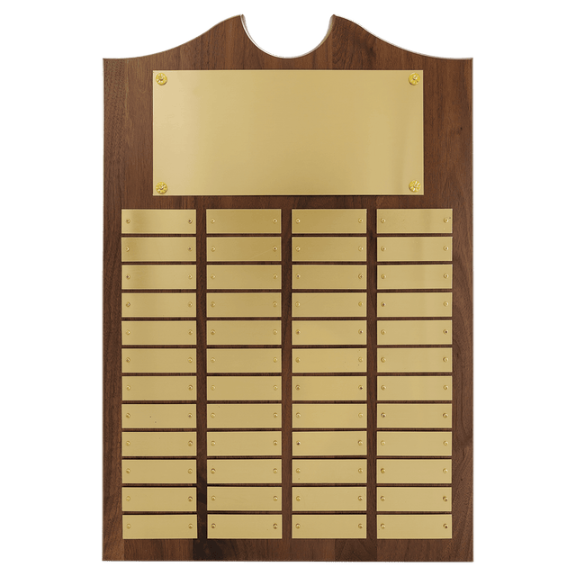 14" x 20"/Plates 7/8" x 2 3/4" American Walnut 48 Plate Perpetual Plaque with Brushed Brass Plates
