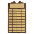 Walnut 60 Plate Perpetual Plaque with Brushed Brass 14" x 25"/Plates 7/8" x 2 3/4" American Plates