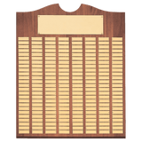 Walnut 80 Plate Perpetual Plaque with Brushed Brass 20" x 30"/Plates 7/8" x 2 3/4" American Plates