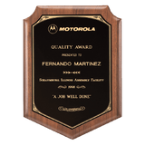 Walnut Plaque with Gold Border Laserable Black Brass 8" x 10 1/2" American Plate