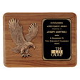 15" x 11" Solid American Walnut Plaque with Sculptured Relief Eagle Casting and Laser Engravable Black Brass Plate