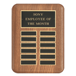 11" x 15" /Plates 7/8" x 2 3/4" American Walnut 24 Plate Perpetual Plaque with Black Brass Header Plate