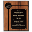 8" x 10 1/2" American Walnut Routed Plaque w/Black Brass Plate and 2 1/2" Black Brass Disc