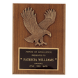 8" x 8" Sculptured Relief Eagle Casting and Laser Engravable Black Plate on an American Walnut Plaque