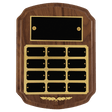 9" x 12"/Plates 1" x 2" American Walnut 12 Plate Perpetual Plaque with Black Brass Plates/Gold Trim
