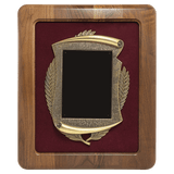 Walnut Frame w/Maroon Velour Back/Bronze Finish Frame/Black Brass 14" x 17" American Plate