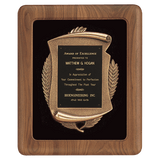 Walnut Frame w/Black Velour Back/Bronze Finish Frame/Black Brass 14" x 17" American Plate