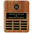 10 1/2" x 13" American Walnut 12 Plate Perpetual Plaque w/2 1/2" Black Brass Disc, Brass Plate