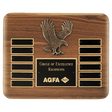 13" X 10 1/2" Solid American Walnut Plaque with Finely Detailed Antique Bronze Eagle Casting and Black LaserFX Header and 12 Perpetual Plates