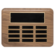 9" x 12"/Plates 7/8" x 2 3/4" American Walnut 12 Plate Perpetual Plaque with Black Brass Plated Steel Plates