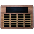 11" x 15" American Walnut 24 Plate Perpetual Plaque with Black Brass Plated Steel Plates