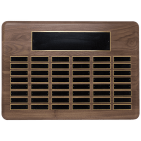 15" x 21"/Plates 7/8" x 2 3/4" American Walnut 48 Plate Perpetual Plaque with Black Brass Plated Steel Plates