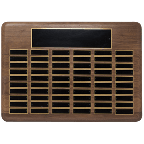 22" x 30"/Plates 7/8" x 2 3/4" American Walnut 96 Plate Perpetual Plaque with Black Brass Plated Steel Plates