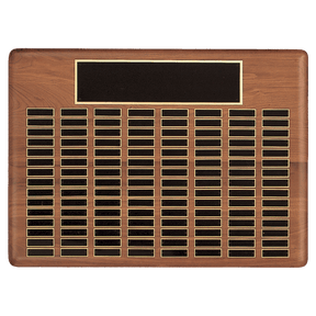 22" x 30"/Plates 7/8" x 2 3/4" American Walnut 144 Plate Perpetual Plaque with Black Brass Plated Steel Plates